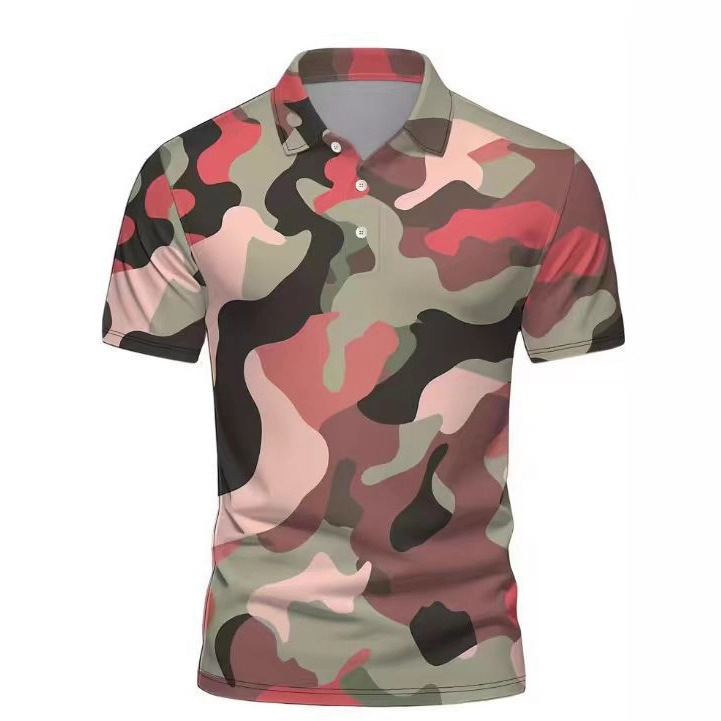 Summer Quick Dry Camo Polo Shirt Men Outdoor Sports Tactical Training Wear
