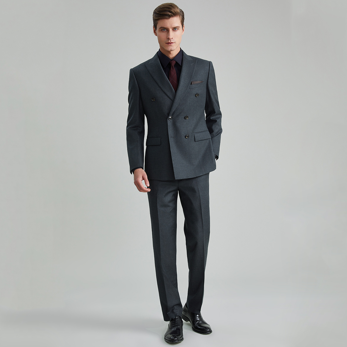 100% Virgin Wool Luxury Men's Suit Custom Double Breasted Business Suit Three Piece Set Suit Vest Pant Men's Wedding Dress Suit