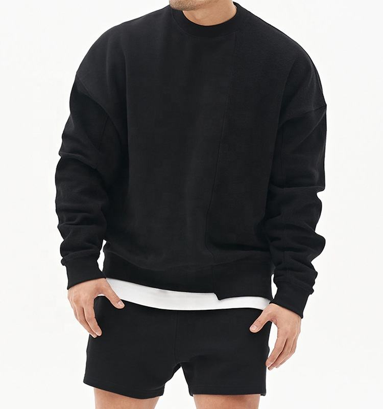 Factory High Quality Blank Oversize Fleece Pullover Sweatshirt Hoodie Custom Logo Men Crewneck Solid Color Sweatshirts