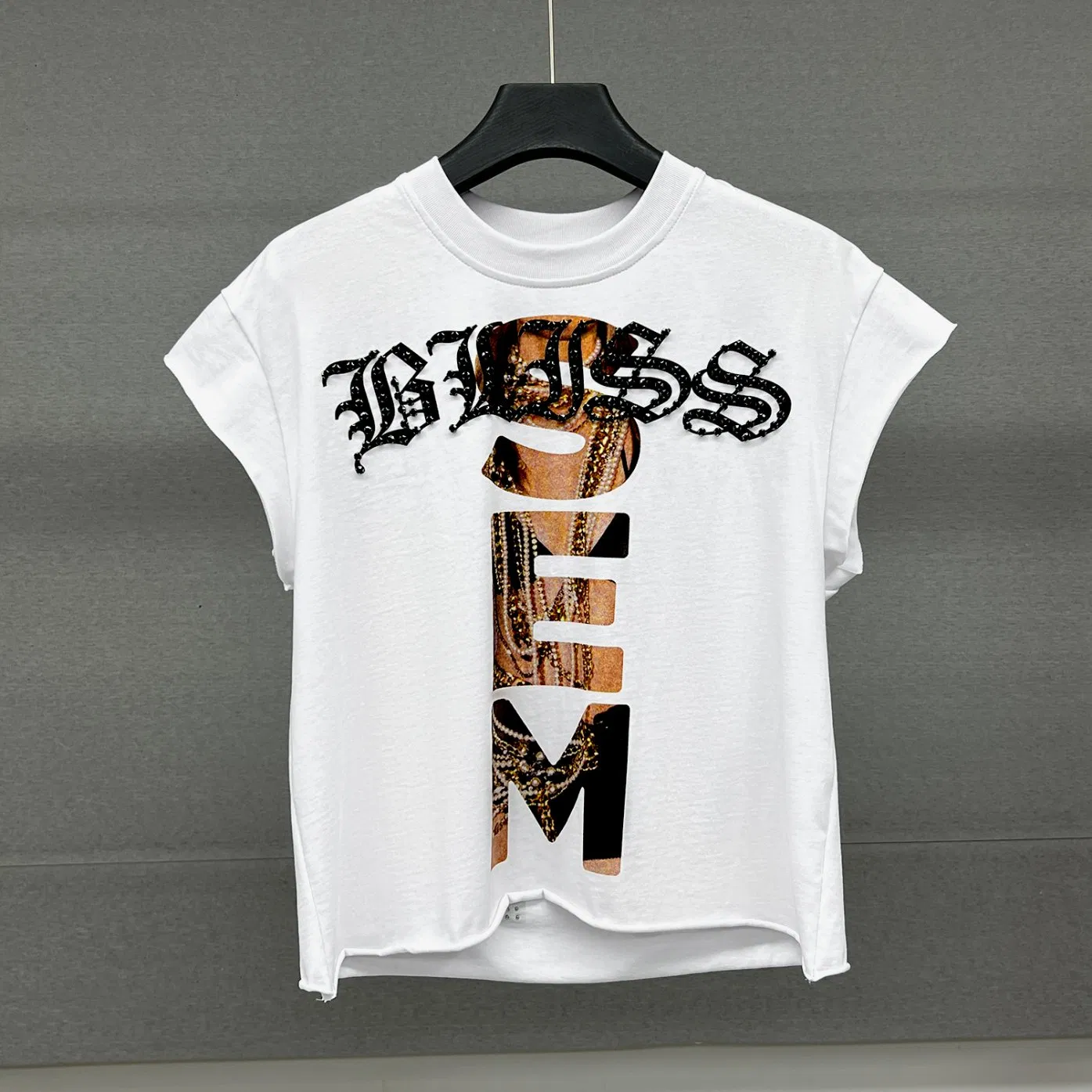 High Quality Streetwear Oversized Graphic Rhinestone Sleeveless T-Shirt Custom Print Cotton Running Vest Boxy Gym Tank Top Men