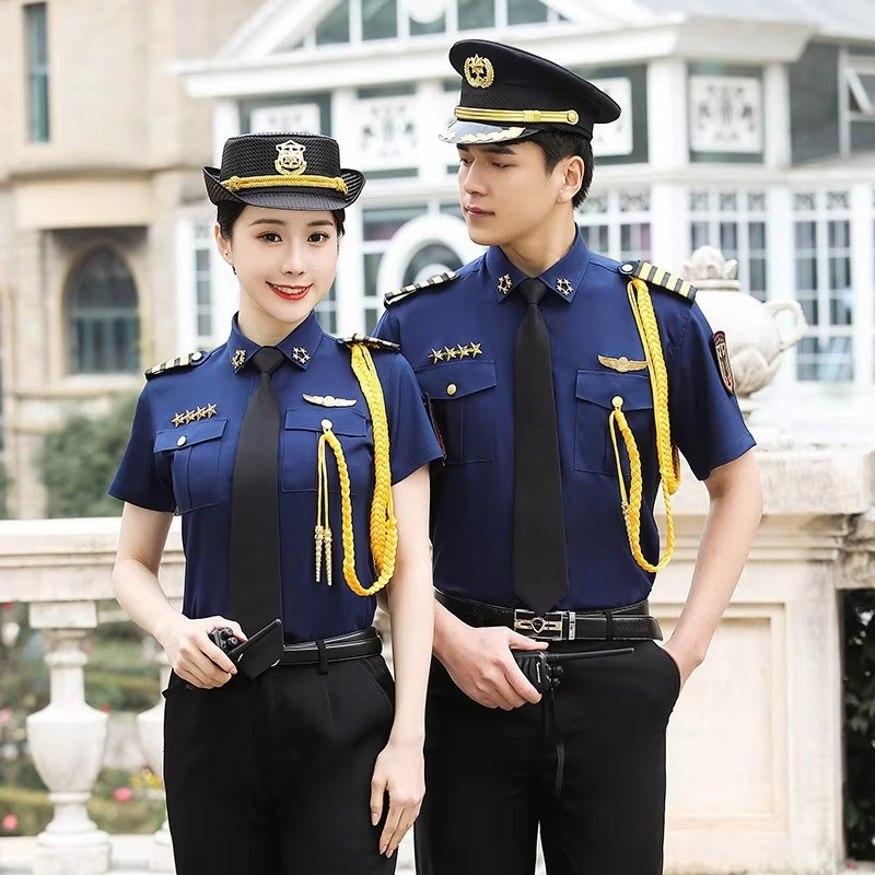Factory Direct Yacht Captain Uniform Set Short Sleeve Nautical Officer Workwear for Men &amp; Women with Hat
