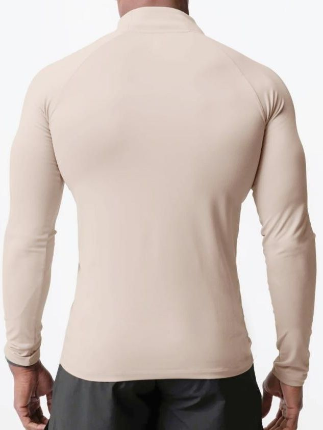 Winter Training Gym Running T Shirts Fleece Men's High Neck Compression Half Zip Sweatshirt Long Sleeve Fitness Top with Zip