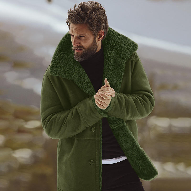 Custom Wholesale New Plus-Size Men's Jackets, Fashionable Windbreakers, Winter Wool Outdoor Leather Men's Warm Fur Coats Clothing