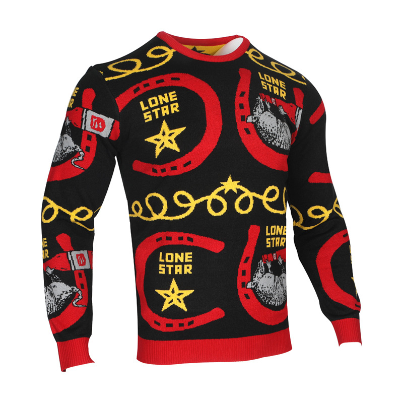 Custom Logo OEM &amp; ODM Unisex Men Sweater Jacquard Pattern Knitwear Winter Jumpers Knit Top Crew Neck Fashion Knitted Sweater