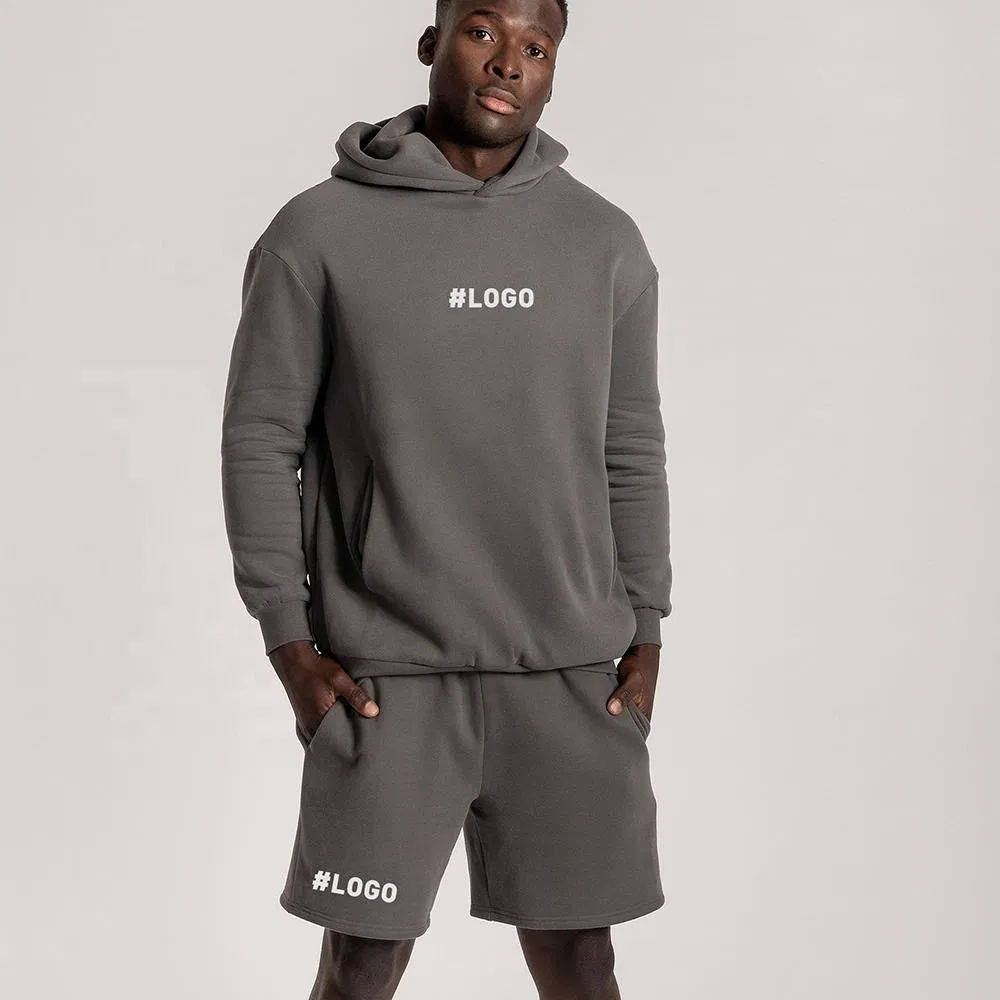 Blank Pullover Hoodie and Shorts Set Unisex Custom Sweatsuit Cotton Men Summer Shorts Sets Jogging Wear