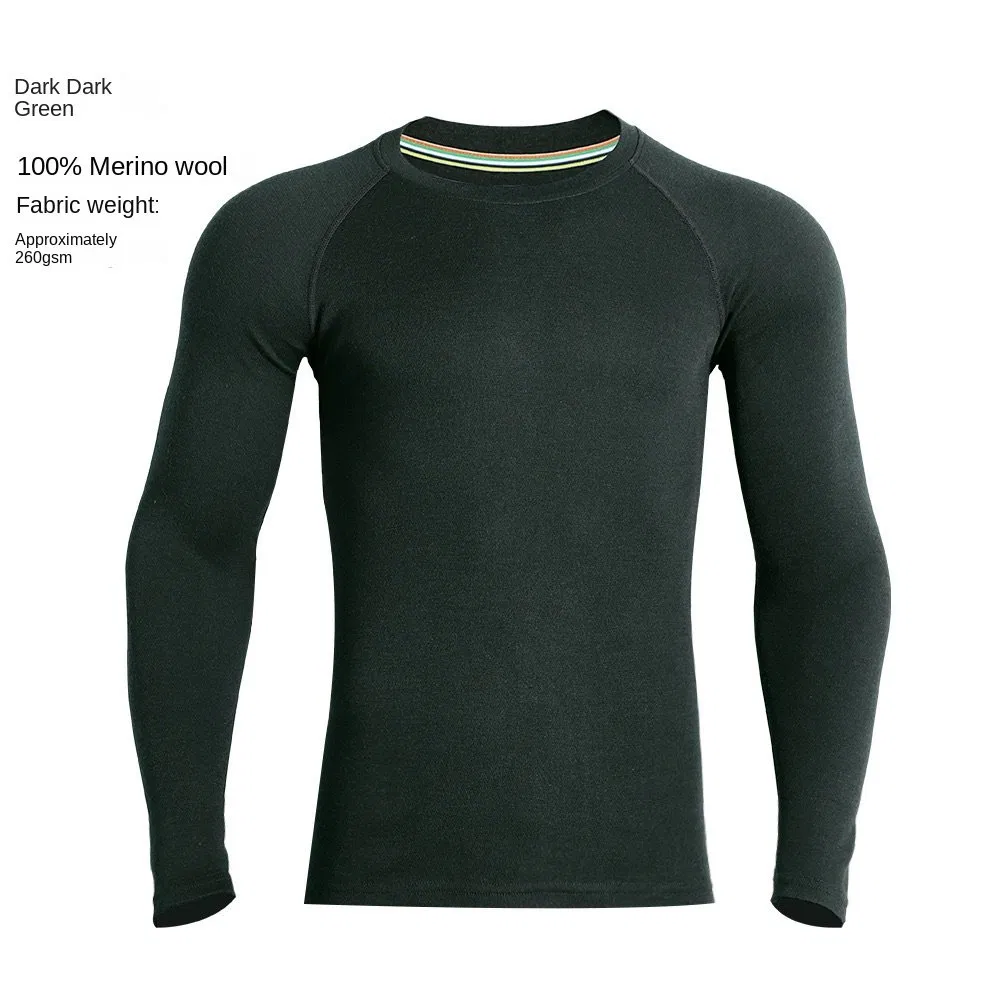Men's Merino Wool Quick-Dry Outdoor Long-Sleeve T-Shirt - Crew Neck Base Layer for Running &amp; Sports