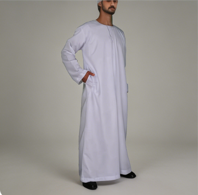 2026 New Design Men's Traditional Modest Thobe Long Sleeves Pockets Polyester Breathable Fabric Dubai Middle Eastern Clothing