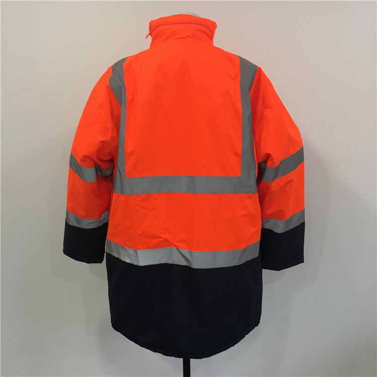 Hi Vis Strip Parka Jacket Reflective Ripstop Workwear Security Men Safety Uniform