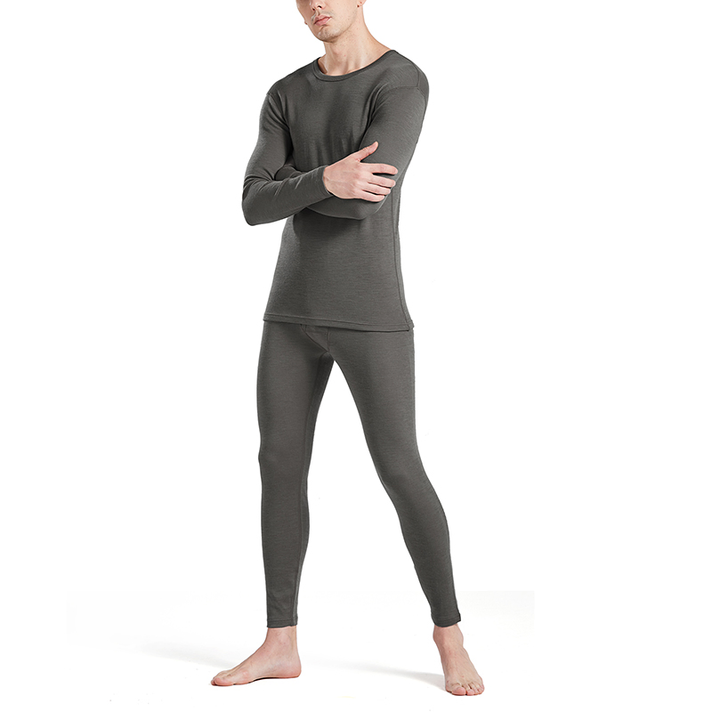 Winter Thermal Underwear Hiking Skiing Shirt Merino Wool Base Layer