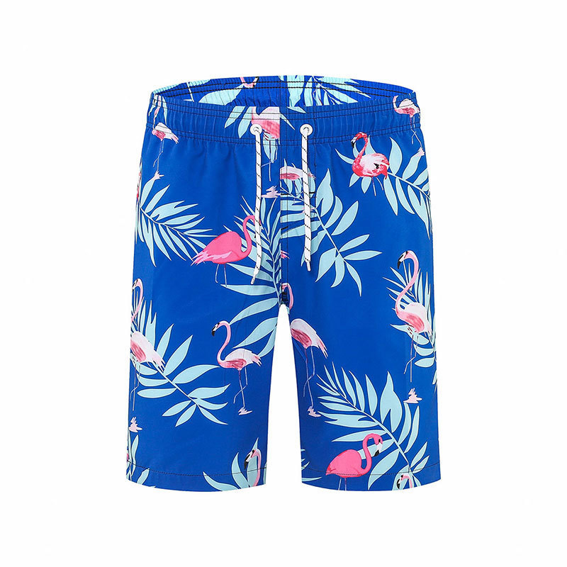 Men Flamingo Printing Loose Plus Size Swimming Surf Beach Shorts Casual Wear