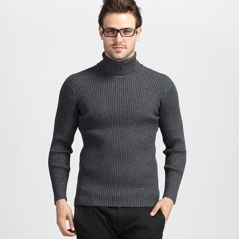 OEM Custom Winter Solid Turtleneck Knitwear Men Knitted Pullover Sweater