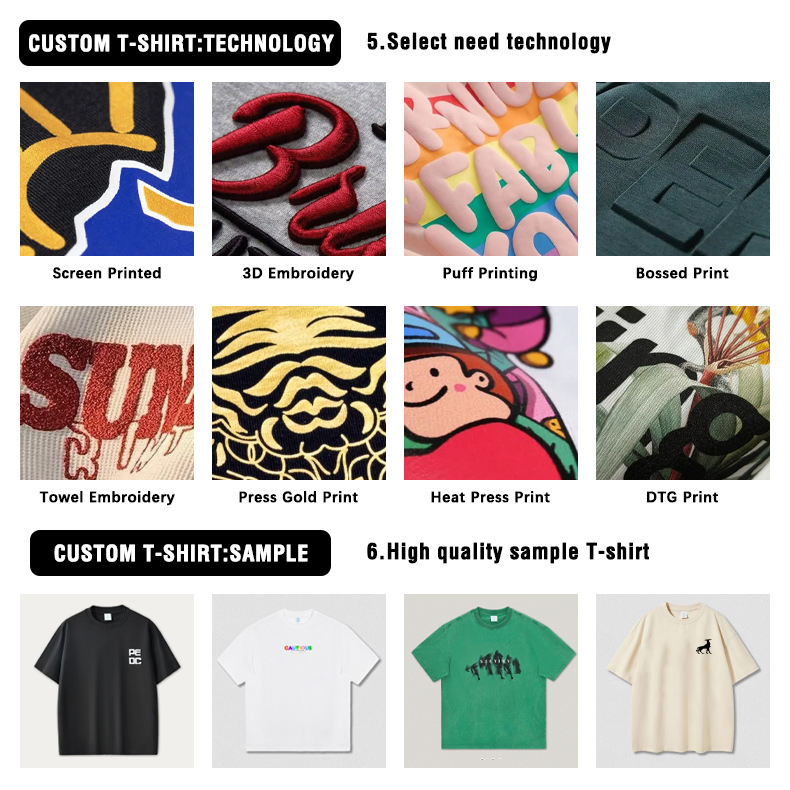 Customized Men's 100% Cotton Premium T-Shirts with Design Brand 3D Embossed Printing Logo Tee OEM Plain Heavyweight Graphic Luxury Bulk T Shirt