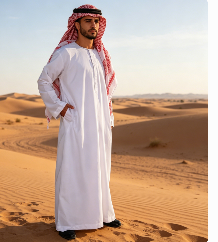 2026 New Design Men's Traditional Modest Thobe Long Sleeves Pockets Polyester Breathable Fabric Dubai Middle Eastern Clothing