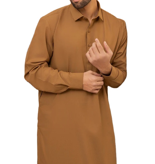 Custom Ethnic Traditional Muslim Clothing Shalwar Kameez Cotton Formal Pakistani Pathani 2pcs Suit Men Party Winter Breathable