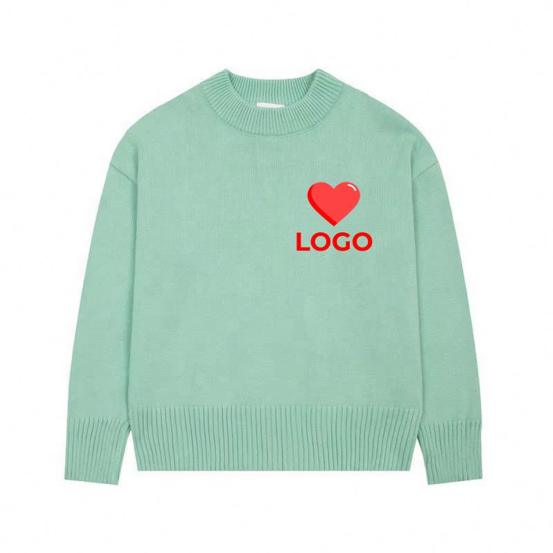 New Designer Luxury Men's Love Heart Embroidery Knitted Sweaters High Quality Mohair Wool Knitwear Sweater