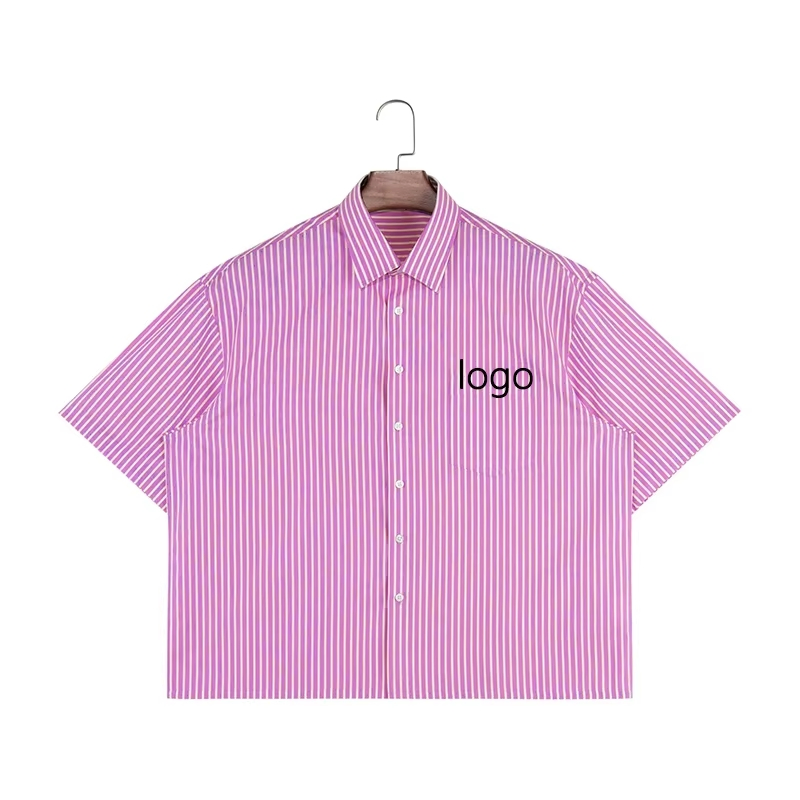 Custom Plus Size Men's Purple Fashion Boxy Short Sleeve Shirts Man Clothes
