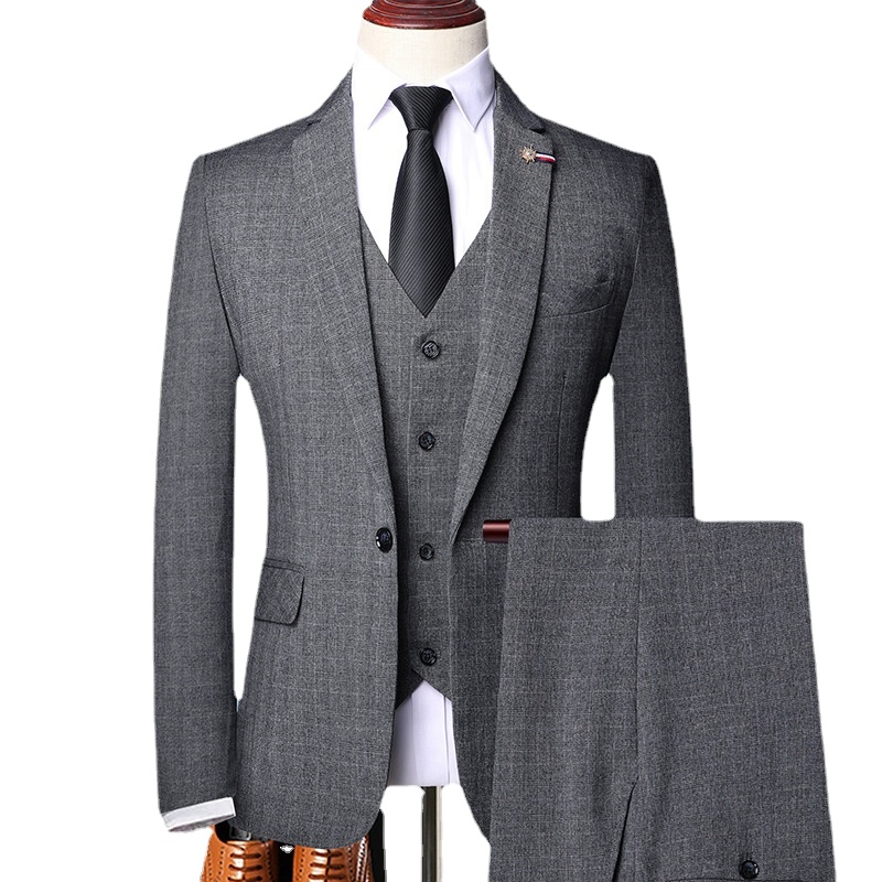 Customized Vintage Gentleman Classic Fashion Slim Fit Men's Business Suits Three Piece Groom Dress