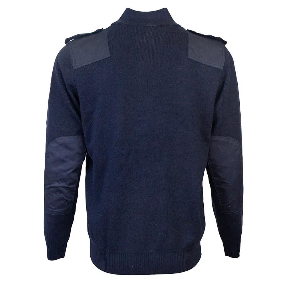 Men's Long Sleeve Half Zip Stand Collar Pullover Knitwear Fleece Lined Thickened Warm Sweater Security Patrol Uniform