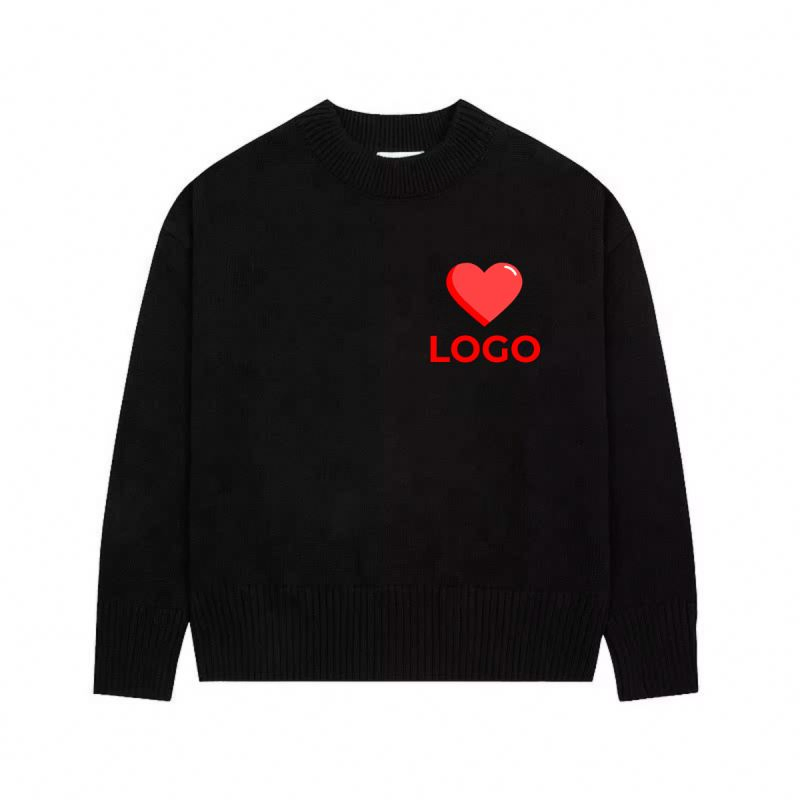 New Designer Luxury Men's Love Heart Embroidery Knitted Sweaters High Quality Mohair Wool Knitwear Sweater