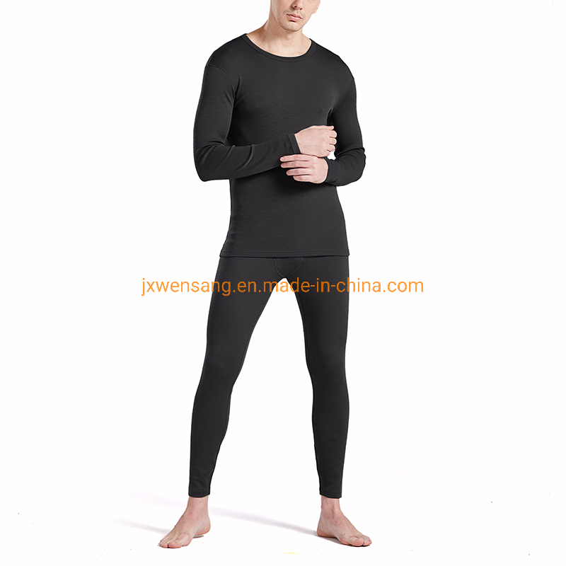 Merino Wool Base Layer Shirt Men′ S Winter Pajamas Set