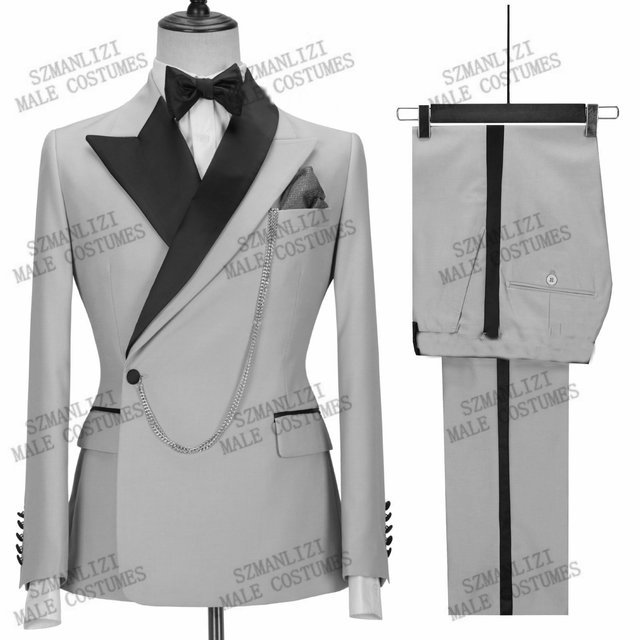 Classic Men's Suit Casual 2-piece Set Gentleman Costume Wedding Suits Set Fit Wedding Groom Wear Men's Business for Men