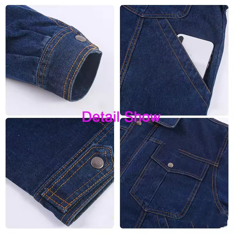 Wholesale Custom Men Thicken Workwear Clothing Safety Reflective Denim Jacket Uniforms
