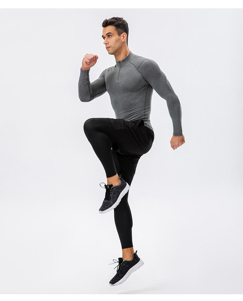 Wholesale Custom Men′ S Thermal Underwear Shirt Stand Neck Base Layer Warm Top Compression Winter Sport Long Sleeve Base Layer Shirt for Men′ S