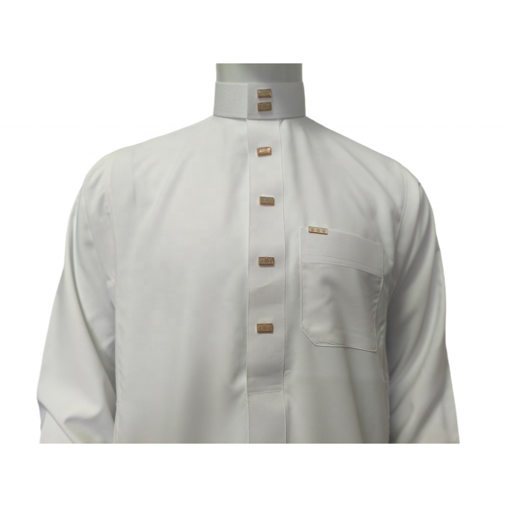 Dubai Men's Modest Traditional Muslim High Quality Long Sleeve Saudi Style Business Thobe Arabic Dress Spring Breathable