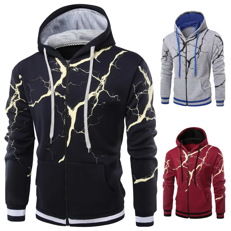 High Quality OEM Lightning Printing Hoodies Sweatshirts Oversized Fleece Sweatshirt Men Streetwear