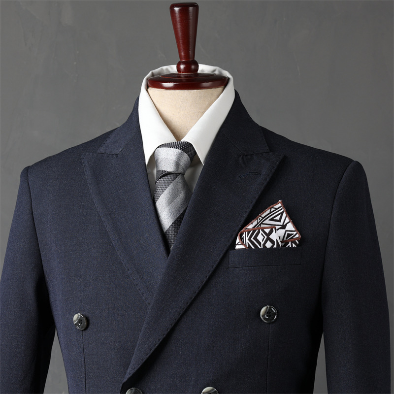 Italian British Slim Fit Men's Double Breasted 3-Piece Suit Set Custom Tailored Business Wedding Formal Wear for Groomsmen