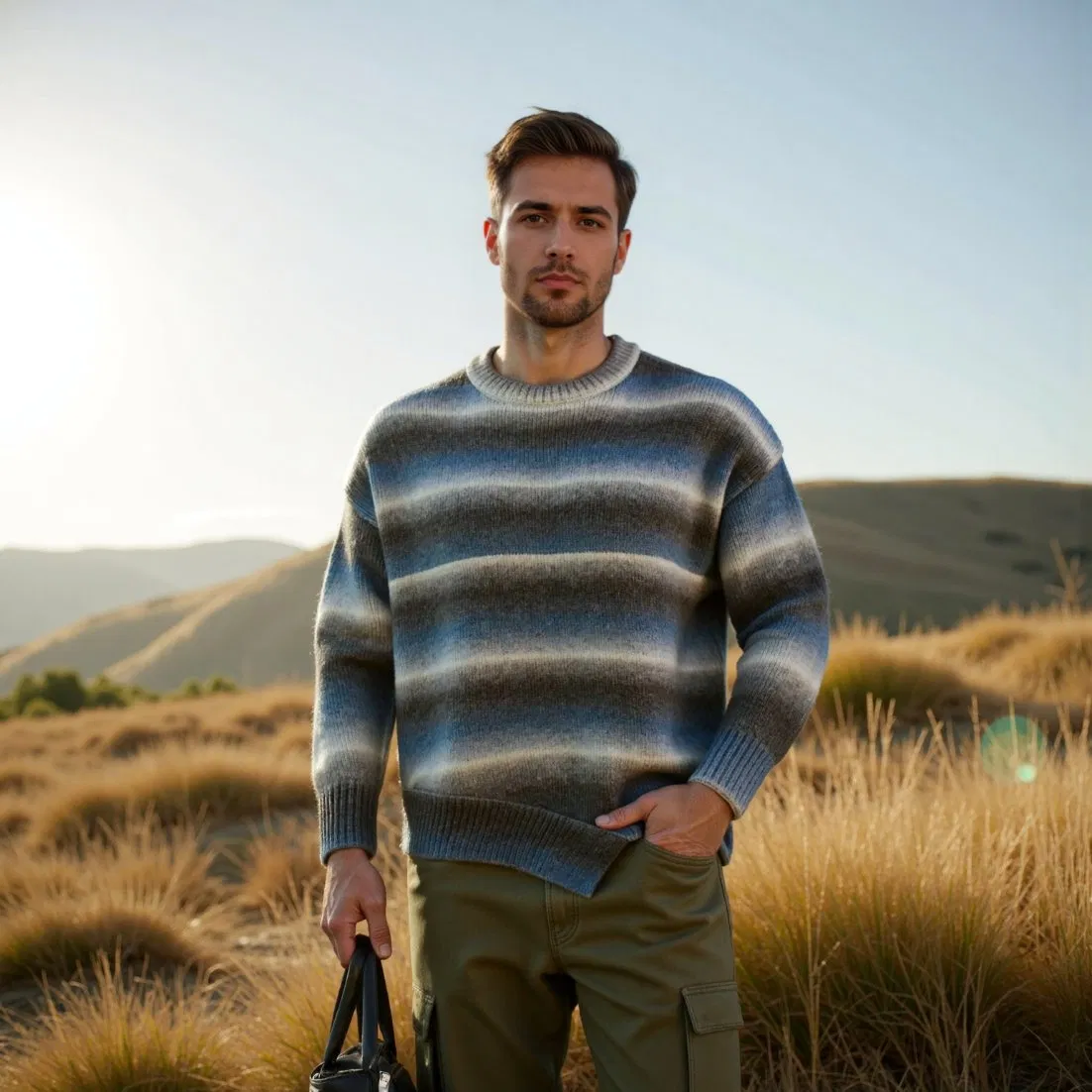 Men's Hoodie Crew Neck Sweater Knitwear Pure 100% Cashmere Handmade Durable and Long-Lasting OEM &amp; Full Size Support From China Factory