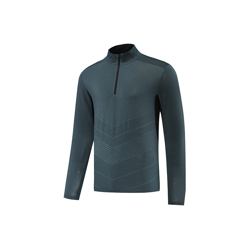 New Dark Grain Men's Autumn and Winter Stand-up Collar Fitness Clothes PRO Sports Running Training Long Sleeve High Elastic Speed Dry Tight Clothing