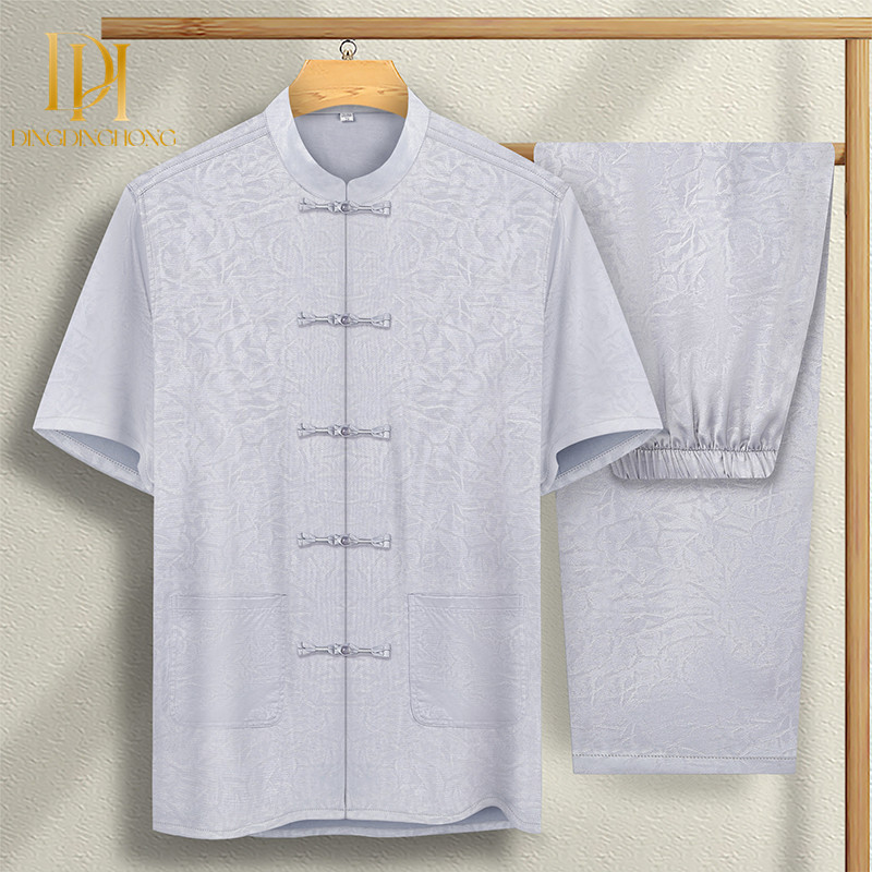 Chinese Summer Short-sleeved Middle-aged and Elderly Men's Hanfu Dad and Grandpa Chinese Traditional Ethnic Style Clothing