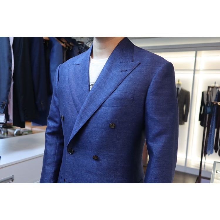 Reasonable Price Business Men's Blazer Suit Blue Solid Lapel Slim Fit Business Bespoke Suit for Men