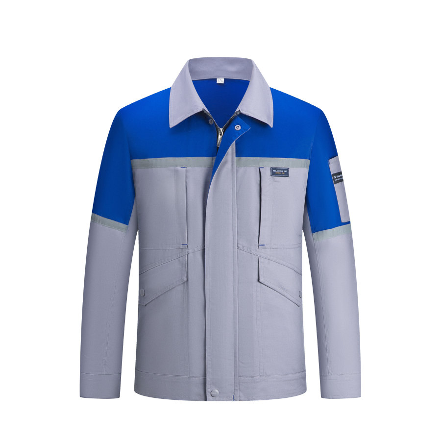 Spring &amp; Autumn Long Sleeve Color-Block Workwear Uniform Set, Reflective Safety Work Clothes for Men &amp; Women, Auto Repair Uniform