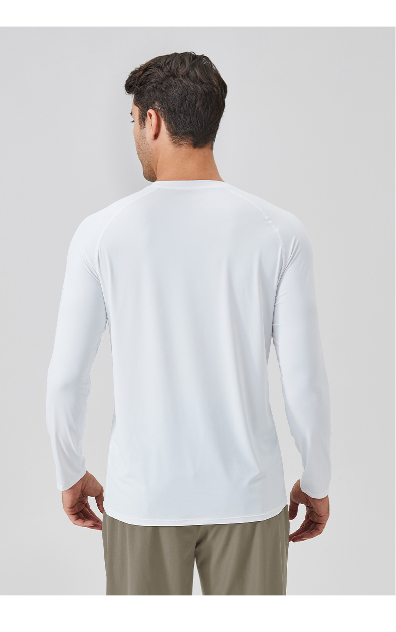Men's Ice Silk Sunscreen Sports Long Sleeve T-Shirt Loose Breathable Cool Outdoor Running Fitness Long Sleeve Top