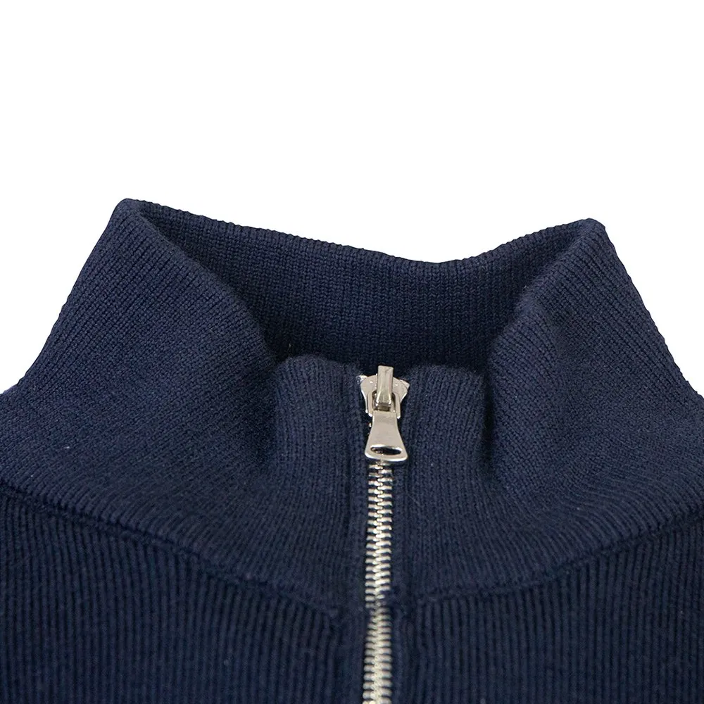 Men's Long Sleeve Half Zip Stand Collar Pullover Knitwear Fleece Lined Thickened Warm Sweater Security Patrol Uniform