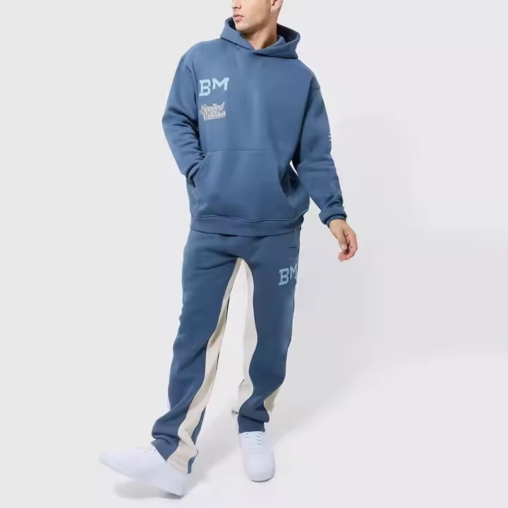 Wholesales Streetwear Tracksuit Cotton Custom Embroidered Logo Heavyweight Tracksuit Hoodies Oversized Baggy Tracksuitsfor Men
