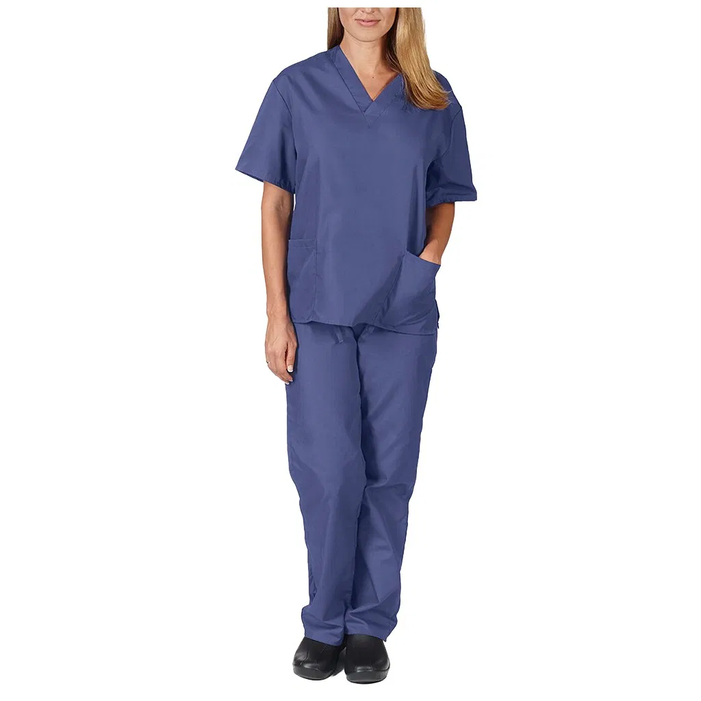 Women Men Workwear Short Sleeve V-Neck Tops+Pants Nursing Working Uniform Beauty Salon Suit Scrub Uniform Overalls Clothes