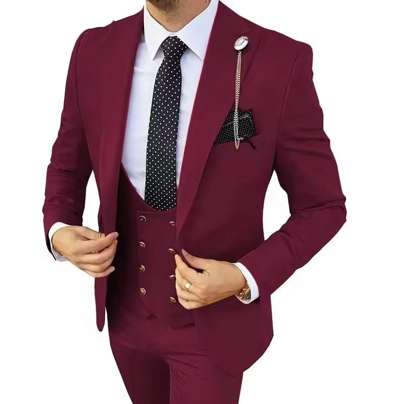 Hot Selling RTS OEM ODM Available Groom Dress Business Suit Sky Blue Wedding Men Suit Men Masculine PROM blazer 3 Pieces