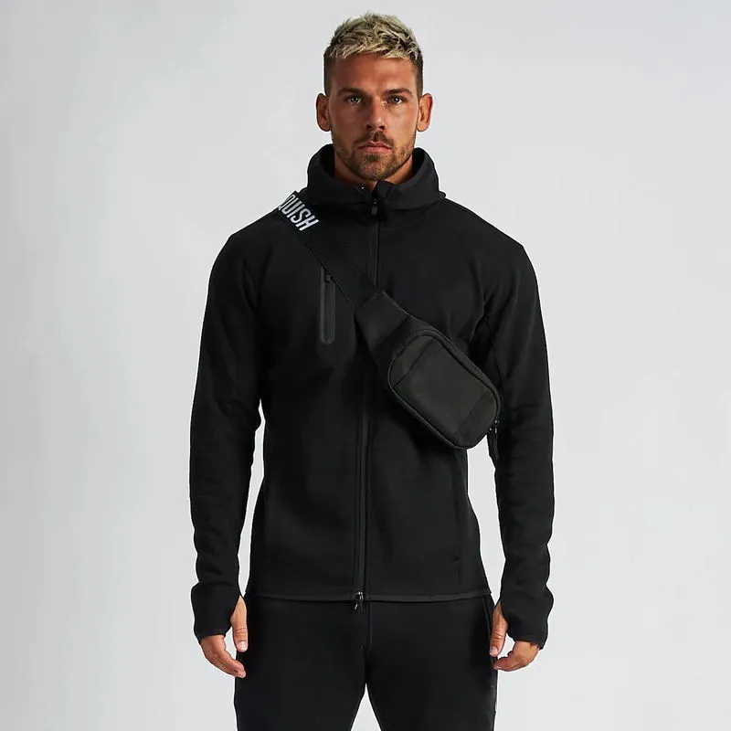 Spring and Autumn New Cotton Men's Zipper Hooded Top Fashion Men's Jacket Solid Color Zipper Pocket Casual Wear