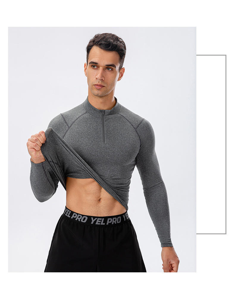 Wholesale Custom Men′ S Thermal Underwear Shirt Stand Neck Base Layer Warm Top Compression Winter Sport Long Sleeve Base Layer Shirt for Men′ S