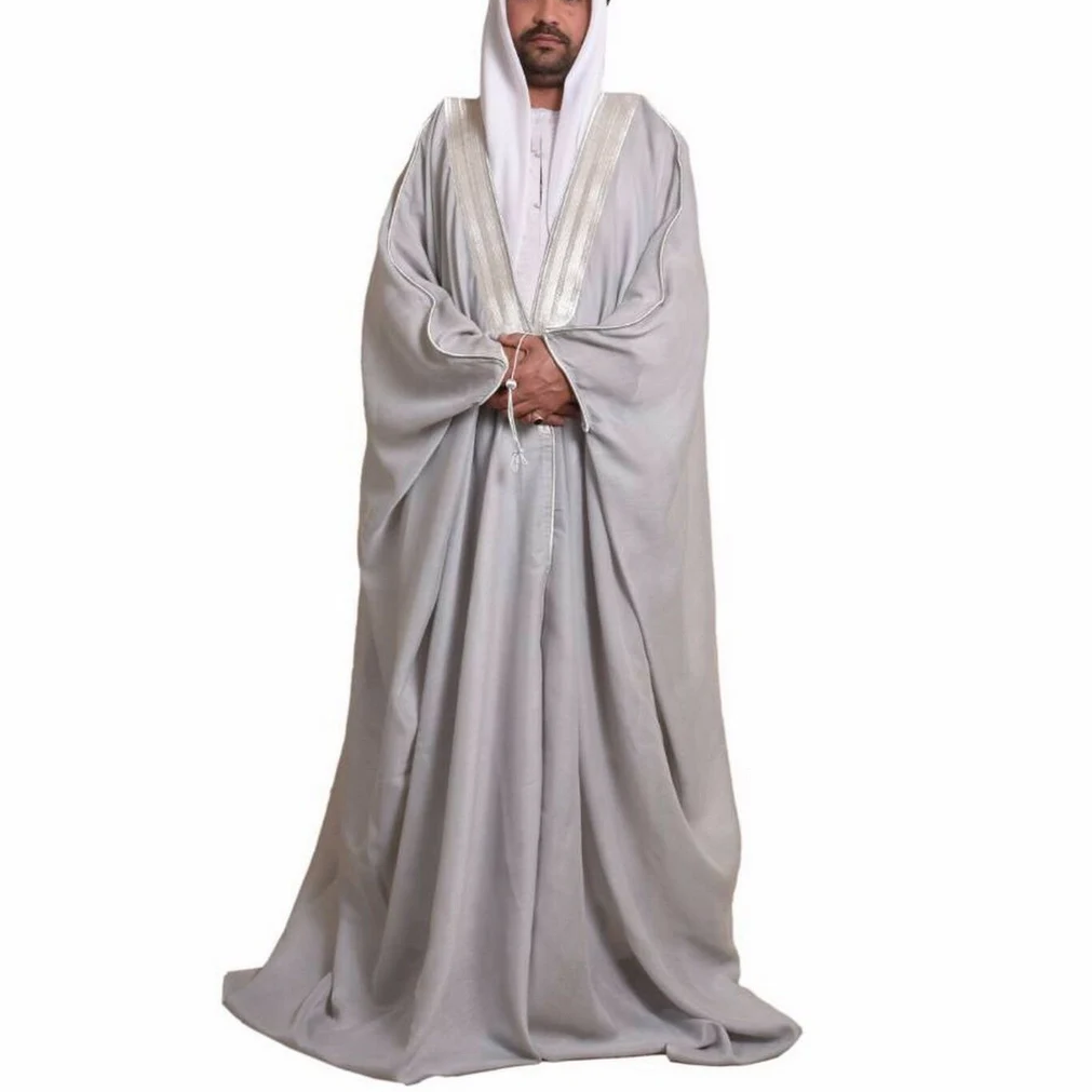 Custom Islamic Saudi Arabian Mishlah Bisht Cloak Kuwait Bisht Abaya White Men Design Mmuslim Men Abaya