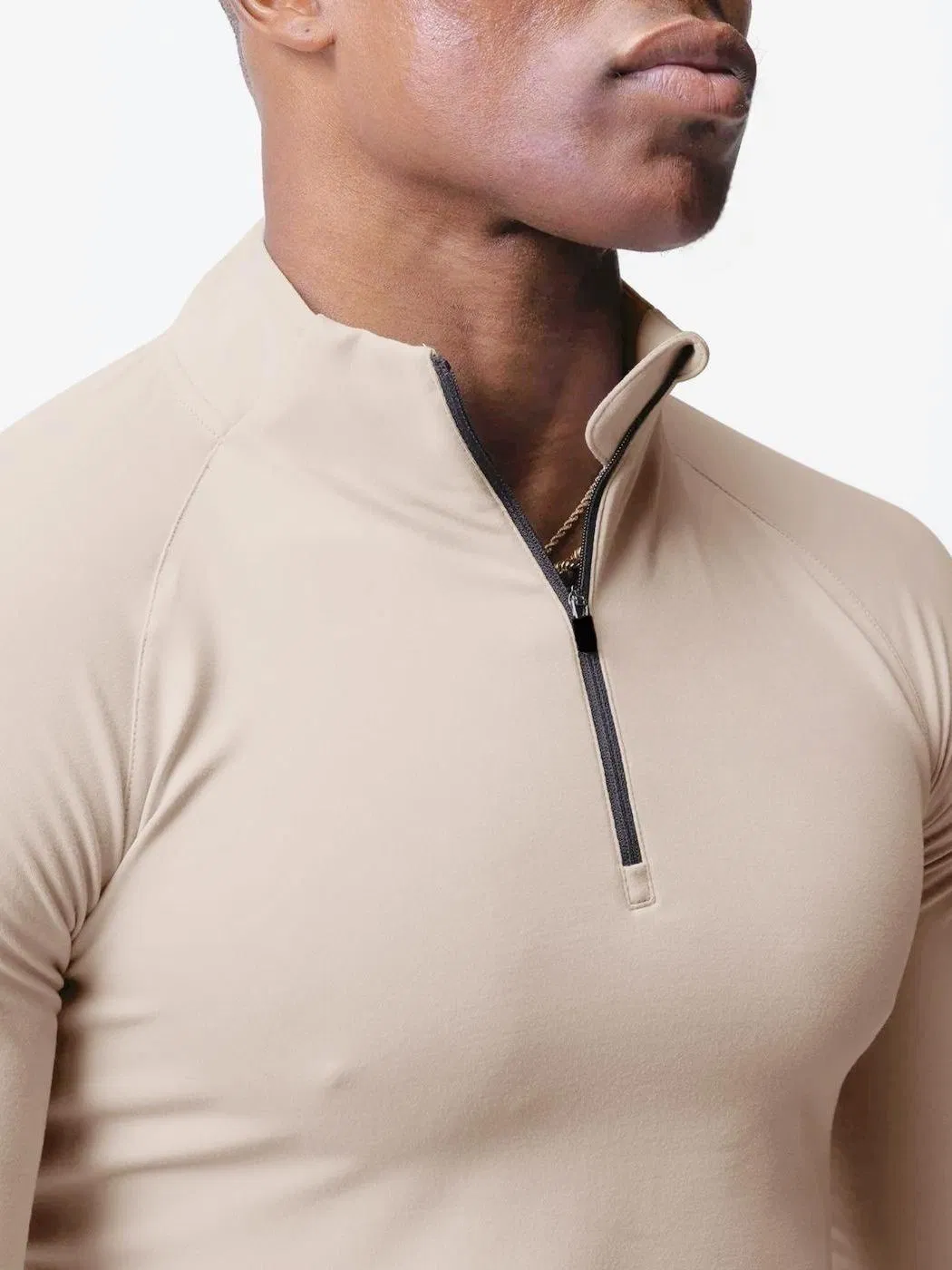 Winter Training Gym Running T Shirts Fleece Men's High Neck Compression Half Zip Sweatshirt Long Sleeve Fitness Top with Zip
