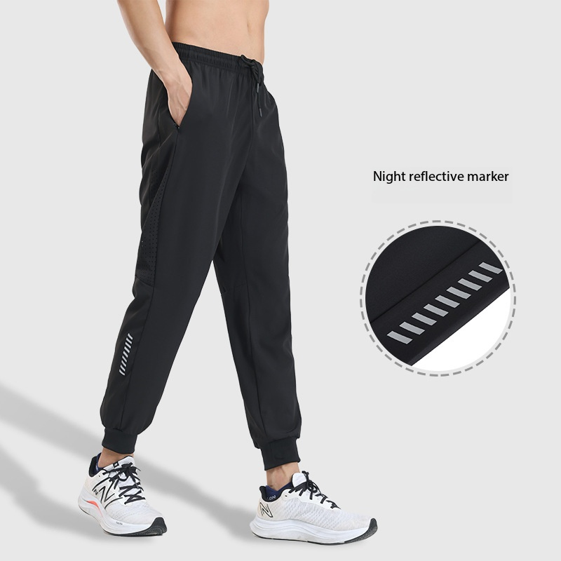 Spring Woven Nylon Men's Jogger Pants High Elastic Wear-Resistant Cuffed Fitness Running Casual Pants