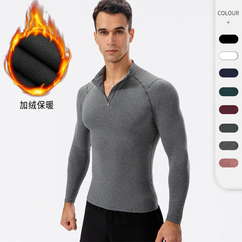 Wholesale Custom Men′ S Thermal Underwear Shirt Stand Neck Base Layer Warm Top Compression Winter Sport Long Sleeve Base Layer Shirt for Men′ S