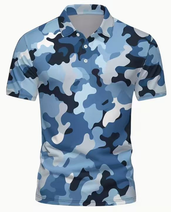 Summer Quick Dry Camo Polo Shirt Men Outdoor Sports Tactical Training Wear