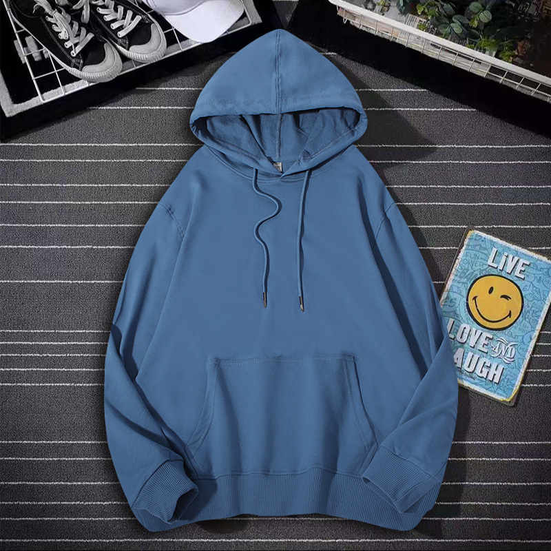 Fashion Men′ S Hoodies Spring and Autumn Loose Pure Color Pullover Sweatshirts Plus Size Men′ S Casual Hooded Comfortable Clothing