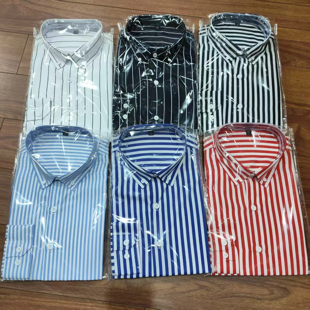 Factory Wholesale White Black Striped Men's Shirts Plus Size Clothing