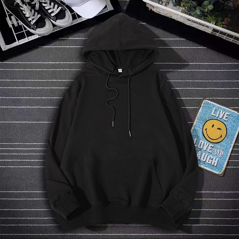 Fashion Men′ S Hoodies Spring and Autumn Loose Pure Color Pullover Sweatshirts Plus Size Men′ S Casual Hooded Comfortable Clothing